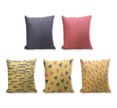 Set of 5 Cushion Cover - 50% Cotton 50% Polyester- 45x45cm (each) -1