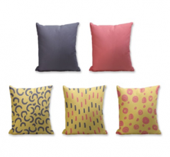 Set of 5 Cushion Cover - 50% Cotton 50% Polyester- 45x45cm (each)-22