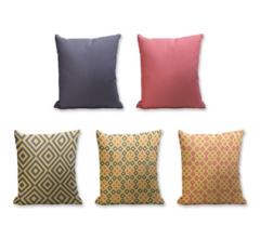 Set of 5 Cushion Cover - 50% Cotton 50% Polyester- 45x45cm (each)-5