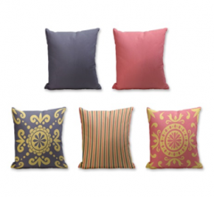 Set of 5 Cushion Cover - 50% Cotton 50% Polyester- 45x45cm (each)-7