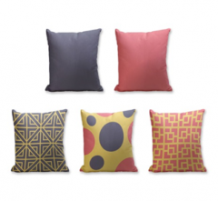 Set of 5 Cushion Cover - 50% Cotton 50% Polyester- 45x45cm (each)-8