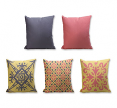 Set of 5 Cushion Cover - 50% Cotton 50% Polyester- 45x45cm (each)-9