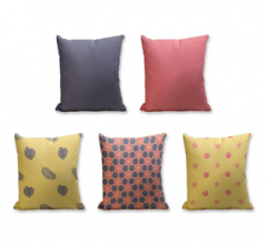 Set of 5 Cushion Cover - 50% Cotton 50% Polyester- 45x45cm (each)-12