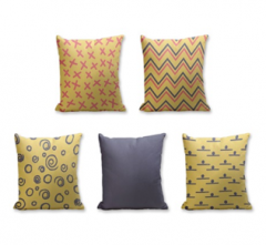 Set of 5 Cushion Cover - 50% Cotton 50% Polyester- 45x45cm (each)-16