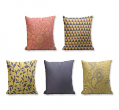 Set of 5 Cushion Cover - 50% Cotton 50% Polyester- 45x45cm (each)-18