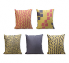 Set of 5 Cushion Cover - 50% Cotton 50% Polyester- 45x45cm (each)-24