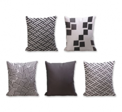 Set of 5 Cushion Cover - 50% Cotton 50% Polyester- 45x45cm (each)-111