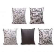 Set of 5 Cushion Cover - 50% Cotton 50% Polyester- 45x45cm (each)-112