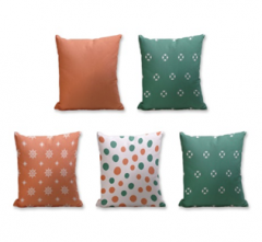 Set of 5 Cushion Cover - 50% Cotton 50% Polyester- 45x45cm (each)-120