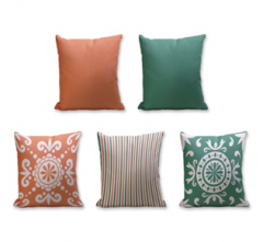 Set of 5 Cushion Cover - 50% Cotton 50% Polyester- 45x45cm (each)-123