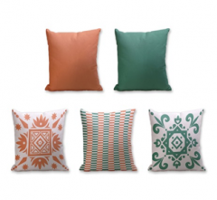 Set of 5 Cushion Cover - 50% Cotton 50% Polyester- 45x45cm (each)-125