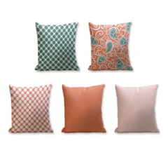 Set of 5 Cushion Cover - 50% Cotton 50% Polyester- 45x45cm (each)-135