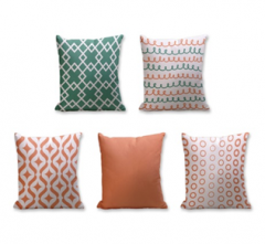 Set of 5 Cushion Cover - 50% Cotton 50% Polyester- 45x45cm (each)-136