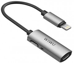 محول من Wiwu Dual Lightning Lt02 باللون الرمادي