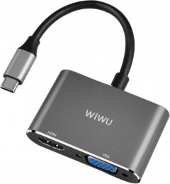 ابولو 2 في 1 من لايت Wiwu Usb-C Hub A20Vh  باللون الرمادي