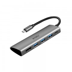 الفا 5 في 1 من Wiwu Usb-C Hub A531H  باللون الرمادي