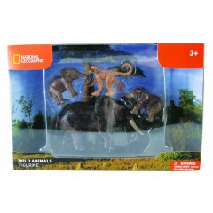 Natgeo Play Set With Elephants And Monkey Figurines 4 Pieces