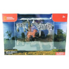 Natgeo Zebras Rhinoceros And Lion Cub Figurines 5 Pieces