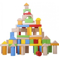 Tooky Toys 100Pcs Wooden Blocks In A Tub
