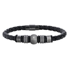 Dion Villard black and grey Leather Bracelet DVBC19052BLM