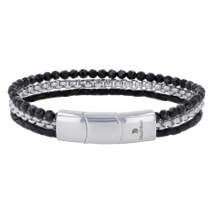 Dion Villard black and Silver three lines Bracelet DVBC19091BLA