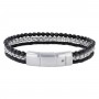 Dion Villard black and Silver three lines Bracelet DVBC19091BLA