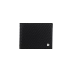 Dion villard leather wallet, Bi-fold 8 Card slot, black color, carbon fiber, RFID Blocking DVL1912BC