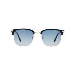 Dion Villard Men sunglasses, black color frame with blue lenses, acetate & metal material, Brow-line shape DVSG19028BBL