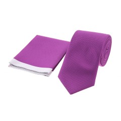 Dion Villard Medium Tie with pocket square, Microfiber, fuscia DVTM1914