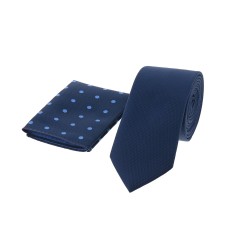 ديون فيلارد ربطة عنق رفيعة مع منديل جيب ، ستوكات ، زرقاء ، DVTS1901