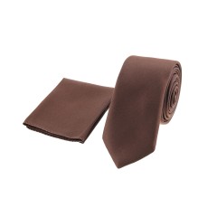 ديون فيلارد ربطة عنق رفيعة مع منديل جيب ، ألياف دقيقة ، بنية صلبة DVTS1909