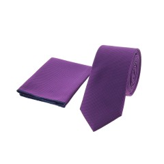 Dion Villard slim Tie with pocket square, Microfiber, light purple DVTS1911